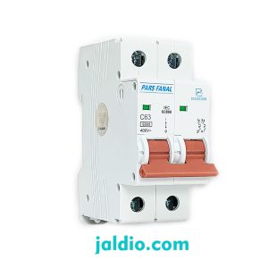 مینیاتوری دو پل 63 آمپر تیپ C پارس فانال ظرفیت قطع 6 کیلو کد PFN 2P 63A C