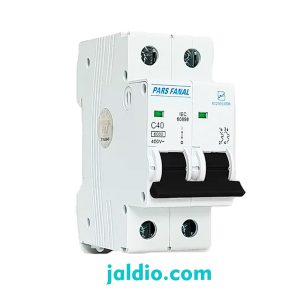 مینیاتوری دو پل 40 آمپر تیپ C پارس فانال ظرفیت قطع 6 کیلو کد PFN 2P 40A C