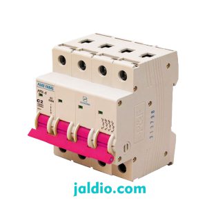 مینیاتوری چهار پل 2 آمپر تیپ C پارس فانال ظرفیت قطع 6 کیلو کد PFN 4P 2A C