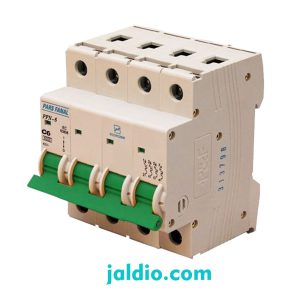 مینیاتوری چهار پل 6 آمپر تیپ C پارس فانال ظرفیت قطع 6 کیلو کد PFN 4P 6A C